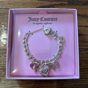 Juicy Couture Gold Bracelet with Pink Heart Charms